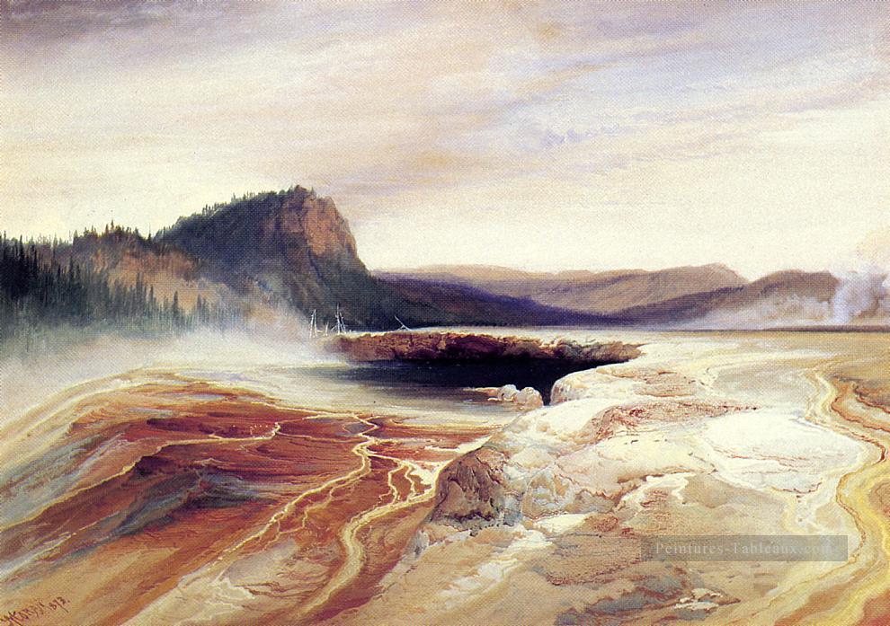 Géant Bleu Printemps Yellowstone2 Rocheuses école Thomas Moran Peintures à l'huile